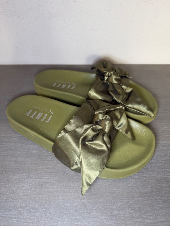 Puma Fenty Shoes - Fenty X Puma Rihanna Satin Bow Slides Flip Flop Sandals Olive Women’s Size 5